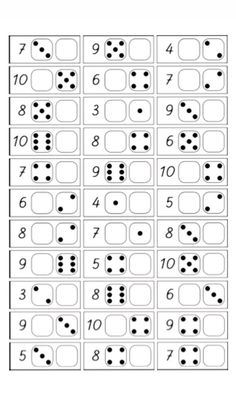 the printable worksheet for numbers to 10 and tens with black dots