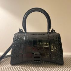 Excellent Condition Comes With Dust Bag And Crossbody Strap Square Box Bag With Branded Hardware For Evening, High-end Black Box Bag For Shopping, Black Rectangular Evening Bag With Silver-tone Hardware, High-end Black Crossbody Box Bag, Black Rectangular Box Bag With Branded Hardware, Designer Black Handheld Box Bag, Trendy Formal Bags With Branded Hardware, Designer Black Rectangular Evening Bag, High-end Black Shoulder Bag With Silver-tone Hardware