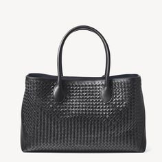 Woven Leather Tote Bag: Black London Tote | Aspinal of London Classic Woven Leather Bag With Double Handle, Classic Woven Leather Tote Bag, Luxury Woven Leather Rectangular Bag, Luxury Rectangular Woven Leather Bag, Classic Tote Bag With Intrecciato Weave, Classic Top Handle Woven Leather Bag, Classic Woven Leather Tote Shoulder Bag, Business Woven Leather Top Handle Bag, Business Top Handle Bag In Woven Leather