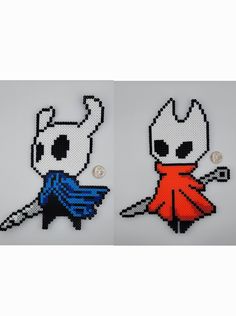 two pixellated images of the same character