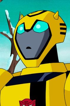 a cartoon character in a yellow and black suit