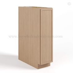 a wooden cabinet with the door open on a white background, it is made out of wood