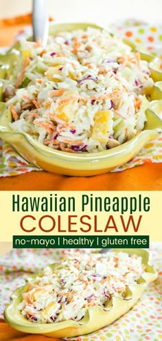 this hawaiian pineapple coleslaw salad is the perfect side dish for any party