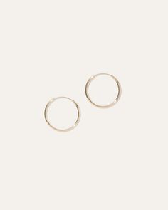 14k Gold 14mm Hoop Earrings | Quince 14k Gold Hoop Earrings, Lobe Piercing, Linen Tank, First Second, European Linens, Eternity Ring Diamond, Everyday Earrings, Gold Hoops, Figure It Out