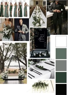 the color scheme is green and gray, with white flowers and greenery on it