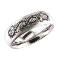 a white gold wedding ring with an intricate design