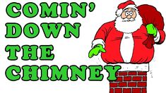 a santa clause standing on top of a chimney with his hands in his pockets and the words, christmas is coming down the chimney