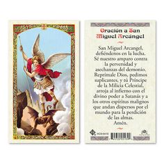 a card with an image of a woman on top of a rock and the words oraclea san miguel