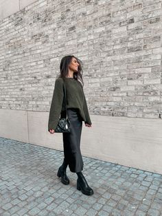 Black Silk Skirt Outfit Autumn, Midi Skirt Turtleneck Outfit, Casual Black Silk Skirt Outfit, Black Silk Skirt And Sweater, Silk Dress Boots Outfit, Workwear Midi Skirt, Silk Skirt Chunky Sweater, Winter Long Skirt Outfit With Boots, Silk Maxi Skirt Outfit Fall