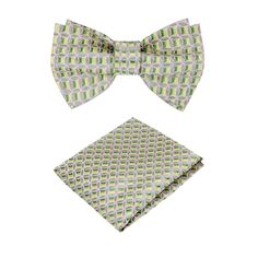 Choose From: Single Self Tie Bow Tie Self Tie Bow Tie, Pocket Square Material of Bow Tie and Pocket Square: 100% Silk Length: Regular Length Bow Tie Fits Neck Sizes: 13 - 18” Inches XL Bow Tie Fits Neck Sizes: 15 - 22” Inches Dimensions of Pocket Square: 10.5” Inches x 10.5” Inches. Pattern On Fabric: Geometric Color Of Fabric: Green, Light Green Elegant Multicolor Formal Sets, Elegant Multicolor Silk Set, Green Silk Formal Set, Summer Formal Silk Sets, Green Bow Tie, Green Oasis, Tie Bow Tie, Bow Tie Set, Silk Bow