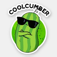 a watermelon wearing sunglasses with the words,'coolcumber'on it