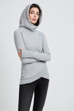 Geneva Sweatshirt – Marcella Fitted Hoodie, Minimalist Women, Extra Long Sleeves, Sweatshirt Fabric, Sandal Heels, Workout Hoodie, Style Statement, Grey Women, Ethical Fashion