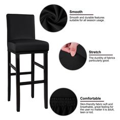 an image of a black chair with the instructions for how to put it in place