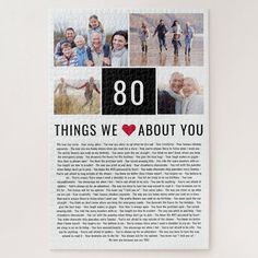 a piece of puzzle with the words 80 things we love about you