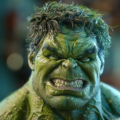 a close up of the face and shoulders of a hulk - man