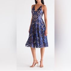 Size Info True To Size. Xxs=00-0, Xs =0-2, S=4-6, M=6-8, L=8-10, Xl= 10-12, Xxl=14-16. Blue Embellished Midi Dress For Summer, Blue Knee-length Midi Dress For Gala, Blue Embellished Midi Dress For Cocktail, Blue Knee-length Dress For Gala, Elegant Blue Embellished Midi Dress, Elegant Embellished Blue Midi Dress, Blue Embellished Midi Cocktail Dress, Dress The Population Catalina, Blue V-neck Midi Dress With Vibrant Print