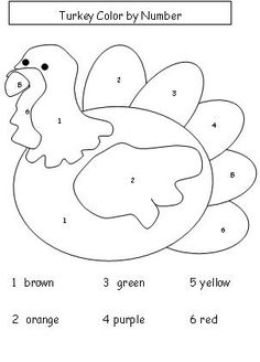 a turkey color by number worksheet