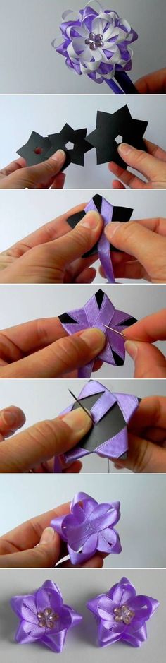 the process of making origami flowers out of paper