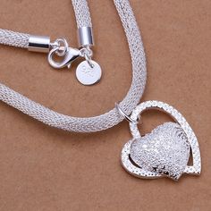 925 Silver Necklace Hear, Heart Necklace, Silver Necklace Photos Double Heart Necklace, Sterling Silver Heart Necklace, Unisex Necklace, Silver Heart Necklace, Charm Pendant Necklace, Silver 925 Necklace, Silver Plated Necklace, Heart Wedding, Chic Jewelry