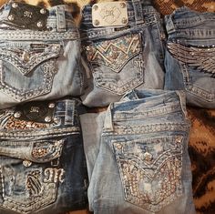 Will Sell In Bundle Or Seperate Bedazzled Jeans, Cute Pants, Kinds Of Clothes, Miss Me Jeans, Dream Clothes, Fancy Dresses, Cut And Color, Miss Me, Jeans And Boots