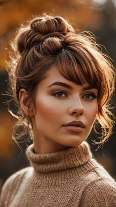 Dark Auburn With Blonde Money Piece. Fall Hair Color With Money Piece, Copper Hair Face Frame, Money Piece Hair With Bangs, Money Piece With Bangs, Blonde Highlights On Dark Hair, Natural Curly Hair Cuts, Copper Hair Color, Hair And Makeup Tips, Fall Hair Colors