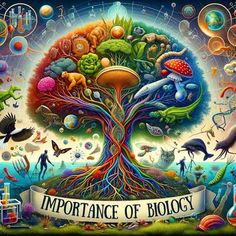 an image of a tree with the words importance of biology on it's side