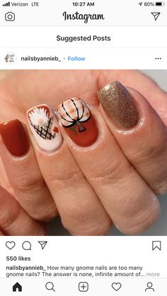 Thanksgiving Nails Fall Square, Fall Plaid And Leaf Nails, Gnome Thanksgiving Nails, Gnome Nail Designs Fall, Thanksgiving Nail Designs Short, Thanksgiving Nails Art, Scarecrow Nails Fall, Fall Gnomes Nails, Gnome Fall Nails