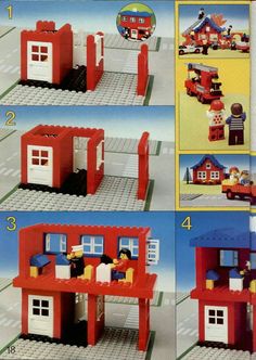 instructions on how to build a lego fire station with pictures and instructions for building it