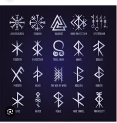 an image of different symbols on a dark background