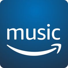 the amazon music logo is shown on a dark blue background with white lettering that reads,