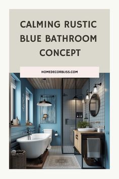 blue rustic bathroom