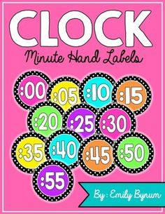 a pink book cover with numbers on it and the words clock minute - hand labels