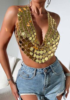 Music Festival Party, Chest Chain, Tank Crop Top, Vest Designs, Women Wholesale, Tank Top Camisole, Classy Women, Newest Trends, Online Clothing Stores