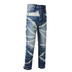 Blue Tie-Dye Patterned Denim Jeans | Jake - Enhypen Blue XL Blue Distressed Rigid Denim Cargo Jeans, Distressed Indigo Denim Jeans, Summer Blue Washed Cargo Jeans, Blue Washed Cargo Jeans For Summer, Blue Relaxed Fit Cargo Jeans In Recycled Denim, Blue Distressed Urban Cargo Jeans, Distressed Blue Urban Cargo Jeans, Urban Style Distressed Blue Cargo Jeans, Bleached Blue Denim Jeans