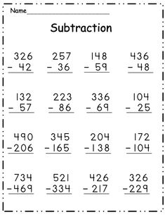 the subtraction worksheet for addition