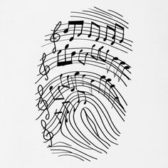 music notes are arranged in the shape of a handwritten musical note on a white t - shirt