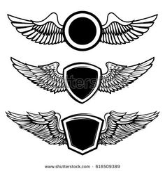 three wings and shield emblems