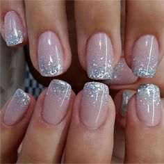 Classy Nail Art Ideas, Birthday Nail Designs, Glitter French Tips, Graduation Nails, Nail Art Kit, Womens Nails, New Year's Nails