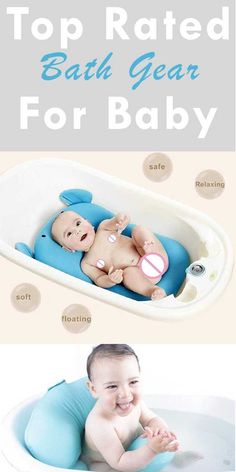 the top rated bath gear for baby is shown in two different colors and sizes, including blue