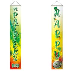 two banners that say happy st patrick's day