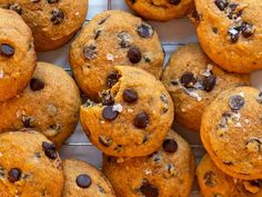 chocolate chip cookies cooling on a wire rack