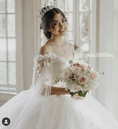 Off The Shoulder Quince Dress, White Quinceanera Dresses, Quinceñera Dresses, Extravagant Wedding, Pretty Quinceanera Dresses, Fairy Tale Wedding Dress, Quince Dress, White Off The Shoulder, Pretty Prom Dresses