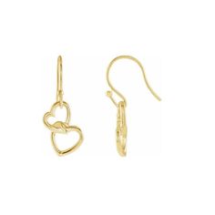 14Kt Yellow Gold Double Heart Drop Earrings Heart Drop Earrings, Double Heart, Tatting, Piercings, Gold Necklace, Yellow Gold, Drop Earrings, Yellow, Gold