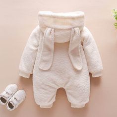 Rabbit Design Jumpsuit for Baby - Beige / 3-6 Months