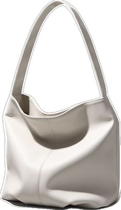 Trendy White Solid Color Shoulder Bag, Elegant Solid Color Faux Leather Bag, Trendy White Hobo Bag For Everyday, Elegant White Hobo Bag For Office, Simple White Shoulder Bag For Daily Use, Minimalist Bucket Bag For Errands, White Soft Leather Shoulder Bag For Office, White Solid Color Rectangular Shoulder Bag, Trendy White Hobo Bag For Office