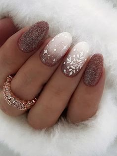 24pc Short frosted snowflake drill fake Nails with glue Christmas autumn/winter sweet girls wearable press on nails short coffin Year Nails, Confetti Nails, Christmas Nails Easy, Christmas Nails Acrylic, Thanksgiving Nails