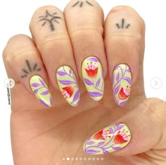 Vintage Nail Art, Tulip Nails, Trendy Manicure, Trendy Nail Polish, May Nails, 2024 Nails, Vintage Nails, Glamorous Nails, Nail Style