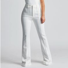 High Waisted Tailored Wide Leg Trousers With A Flared Ankle, Belt Loops And Pin Tuck Front Seam Detailing. 13 Inch Waist. These Have A Small Amount Of Stretch. Because Of Alice, Pink Linen Pants, Leopard Trousers, Maternity Dress Pants, Checkered Trousers, Snake Print Pants, White Slacks, Tartan Pants, Side Zip Pants