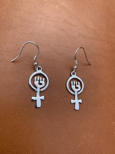 925 Sterling Silver Feminist Fist Earrings | Venus Fist Earrings | Feminist Jewellery | Feminist Ear Handmade Silver Plug Earrings, Symbolic Round Earrings, Symbolic Earrings As A Gift, Feminist Earrings, Modern Feminism, Pink Punk, Feminist Jewelry, Women Feminism, Earrings Sterling Silver