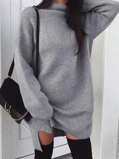 Long Sleeve Party Dresses, High Neck Sweater Dress, Plaid Sneakers, Long Sleeve Turtleneck Dress, Stylish Sweater, Long Sleeve Shift Dress, Long Sleeve Jumper, Long Sleeve Casual Dress, Womens Turtleneck